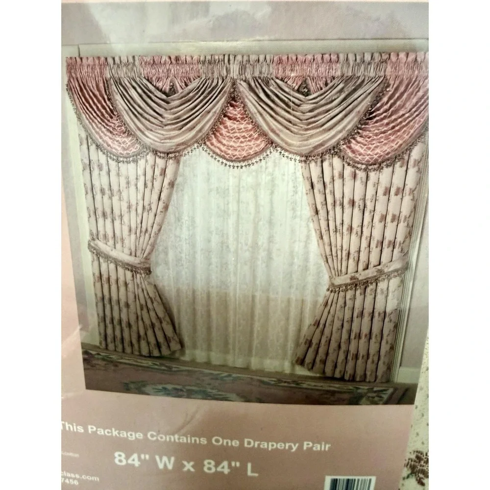 Touch of Class Floral Drapery Pair 84x84 Pink Rose Lined Curtains New